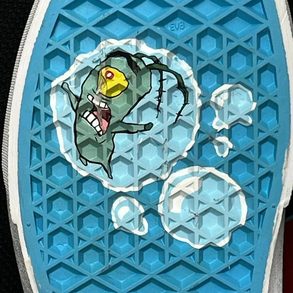 Vans Authentic‎ SpongeBob SquarePants White Checkerboard Airbrush Sneakers sz 6
